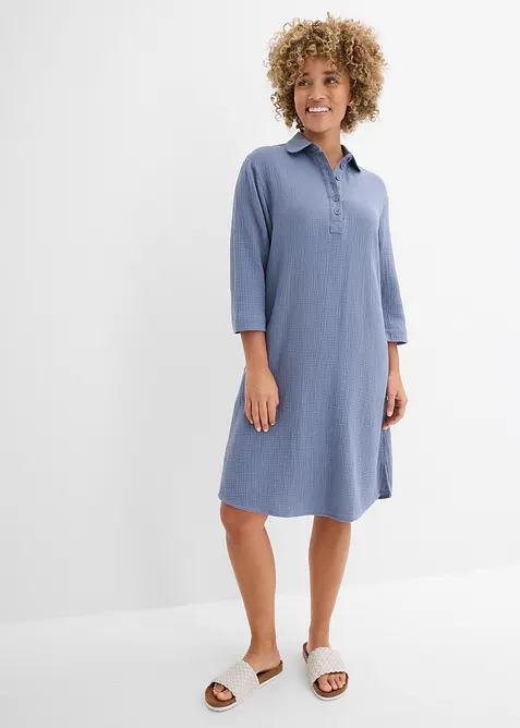 Skjortekjole i myk bomullsmusselin, bonprix