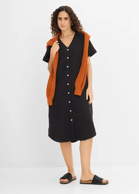 Skjortekjole i myk musselin, bonprix