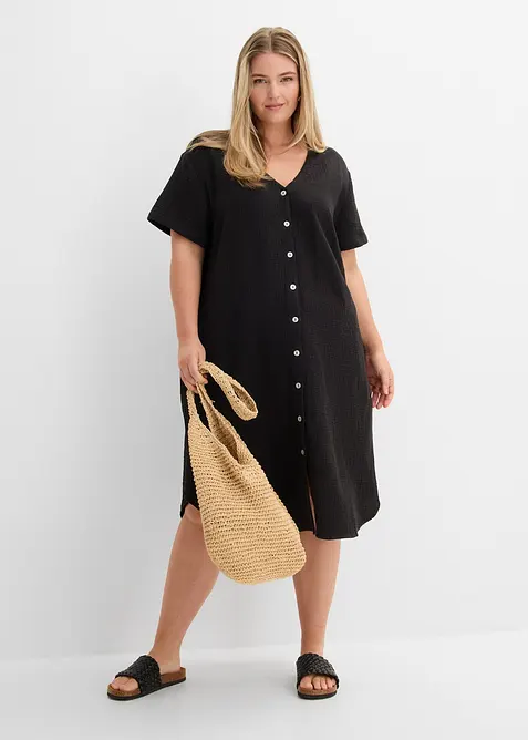 Skjortekjole i myk musselin, bonprix