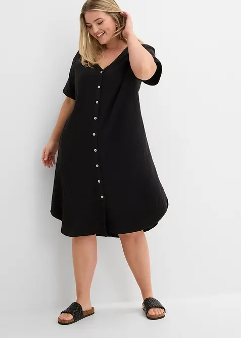 Skjortekjole i myk musselin, bonprix