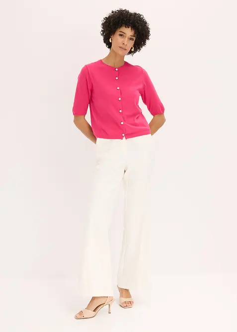 Finstrikket cardigan i lett viskosemiks, bonprix