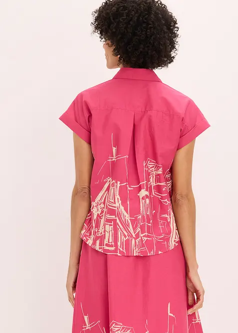 Oversized, kortermet skjorte i bomullspoplin, bonprix