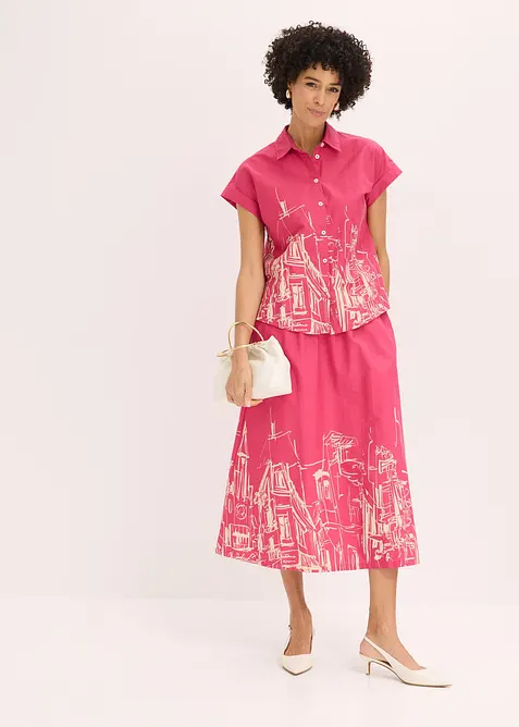 Oversized, kortermet skjorte i bomullspoplin, bonprix