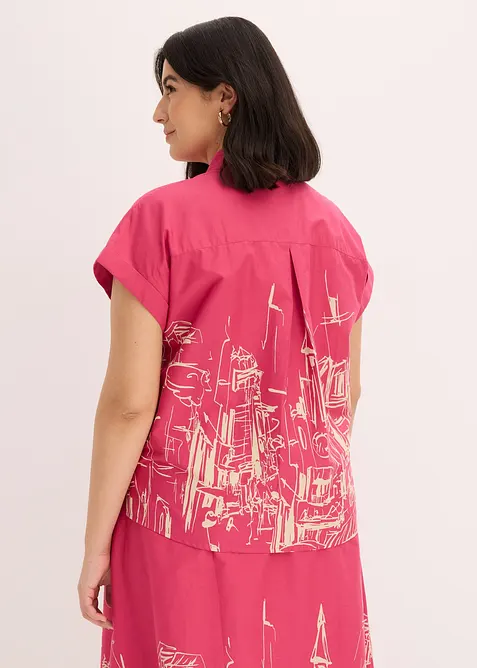 Oversized, kortermet skjorte i bomullspoplin, bonprix