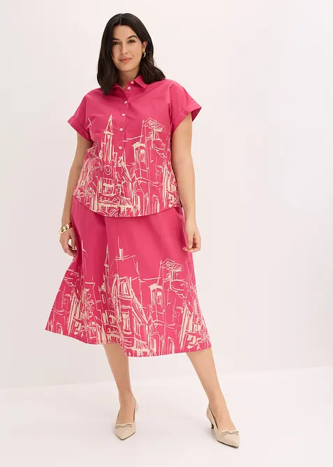 Oversized, kortermet skjorte i bomullspoplin, bonprix