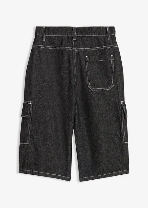 Loose fit-lang bermudashorts i denim med kontrasts&oslash;mmer, bonprix