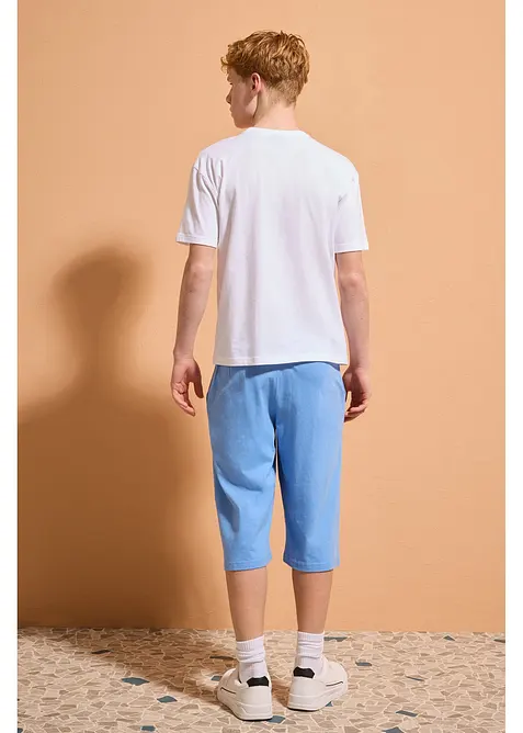 Loose fit-T-skjorte og lang jersey-bermudashorts i 100% &oslash;kologisk bomull (2-delt sett), bonprix