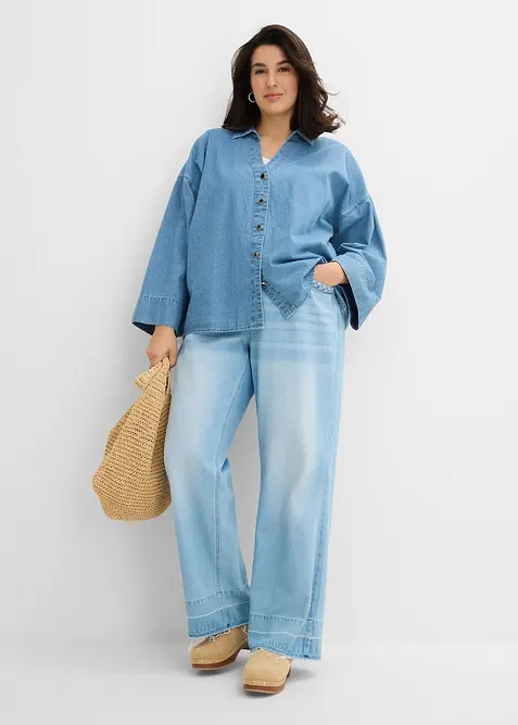 Denimskjorte i &oslash;kologisk bomull, bonprix