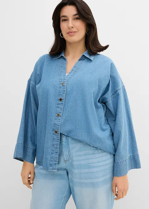 Denimskjorte i &oslash;kologisk bomull, bonprix