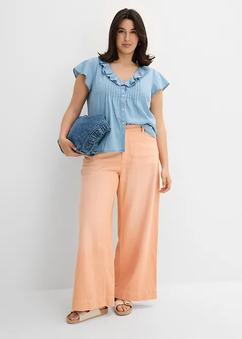 Denimbluse i &oslash;kologisk bomull, bonprix