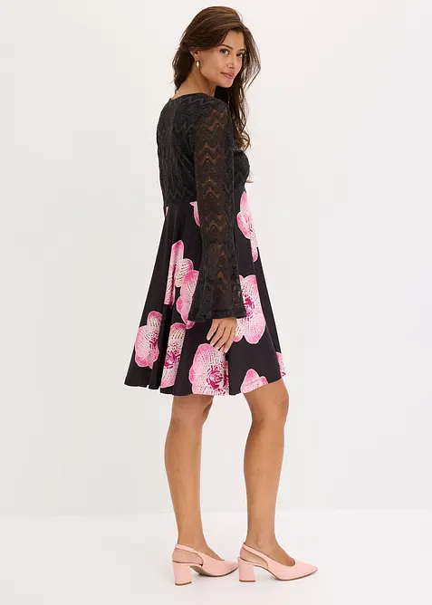 Jerseykjole med blonder, bonprix