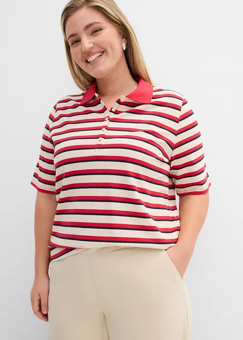 Topp med krage i 100% bomull, bonprix