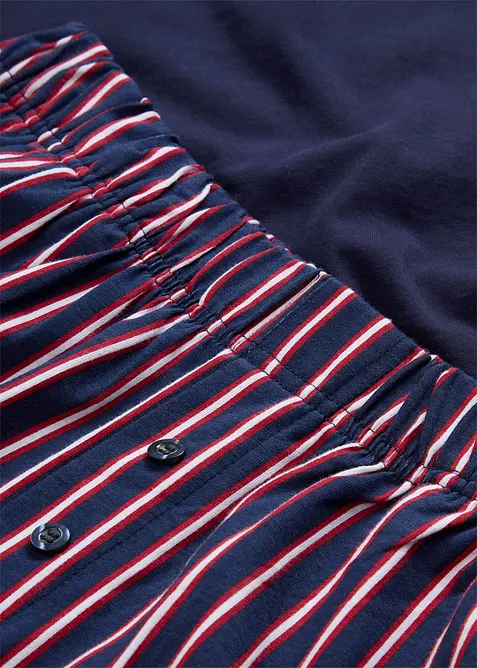 Kort pyjamas med bukse i vevet materiale av 100% bomull, bonprix