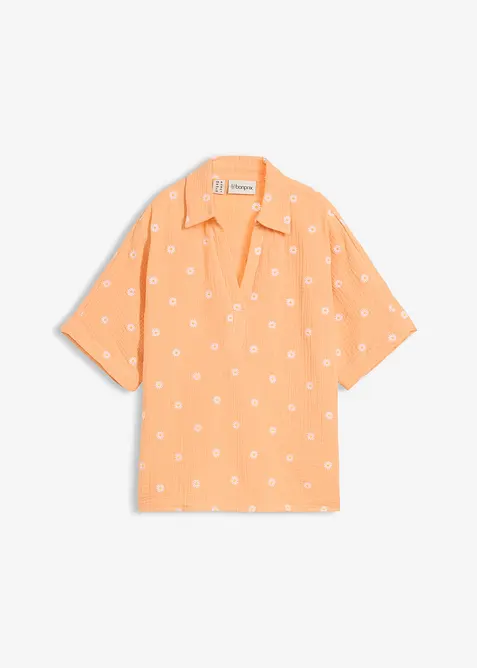 Kortermet bluse av luftig musselin, bonprix