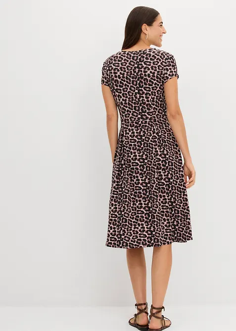 Leopardm&oslash;nstret jerseykjole, bonprix