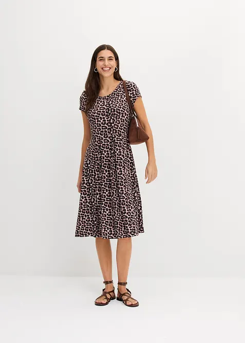 Leopardm&oslash;nstret jerseykjole, bonprix