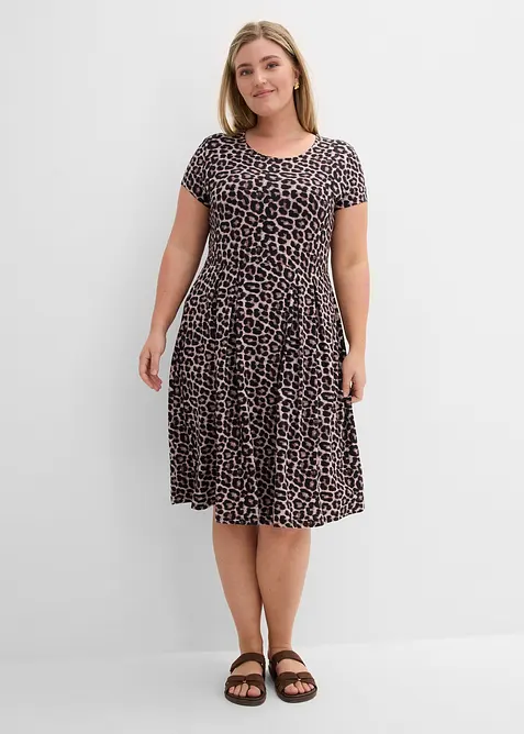 Leopardm&oslash;nstret jerseykjole, bonprix