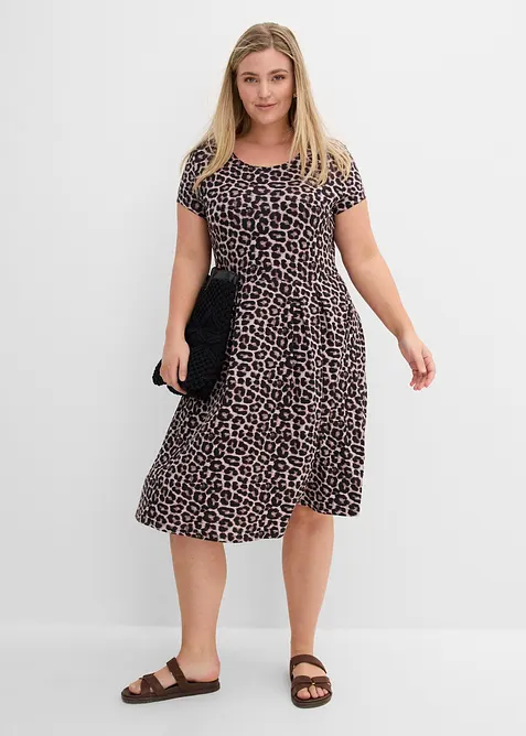 Leopardm&oslash;nstret jerseykjole, bonprix