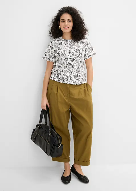 Kort T-skjorte i bomullsmiks, bonprix