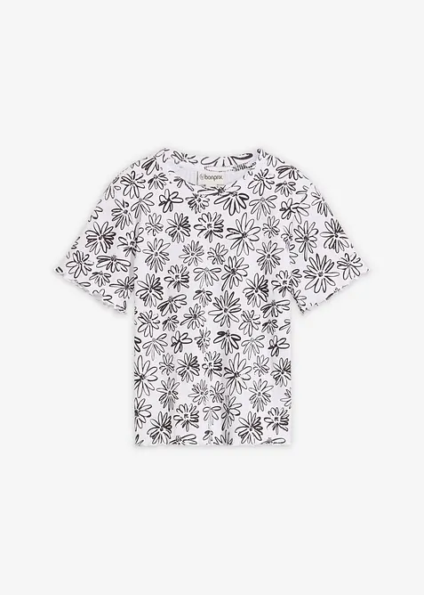 Kort T-skjorte i bomullsmiks, bonprix