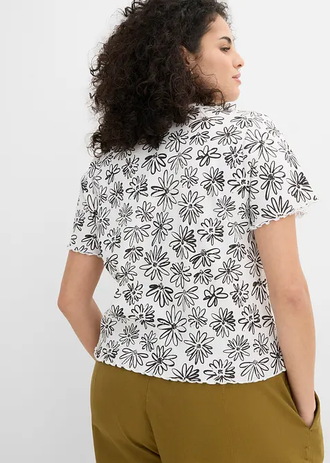 Kort T-skjorte i bomullsmiks, bonprix