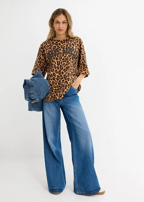 Oversized topp i 100% &oslash;kologisk bomull, bonprix