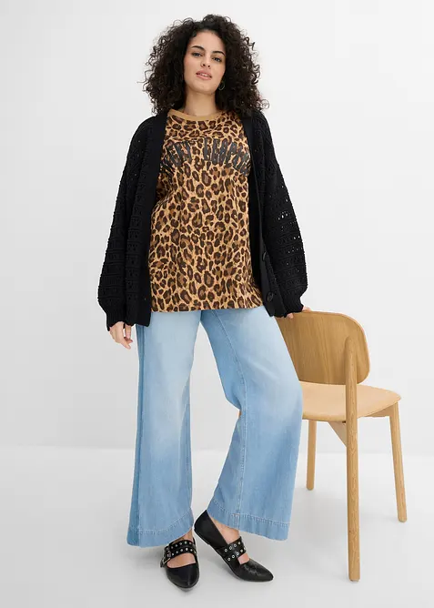 Oversized topp i 100% &oslash;kologisk bomull, bonprix