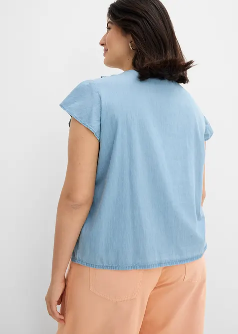 Denimbluse i &oslash;kologisk bomull, bonprix
