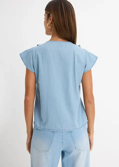 Denimbluse i &oslash;kologisk bomull, bonprix