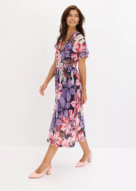 Midikjole med dyp utringning, bonprix