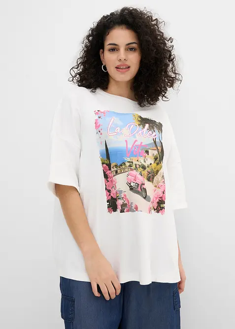 Oversized topp i 100% &oslash;kologisk bomull, bonprix