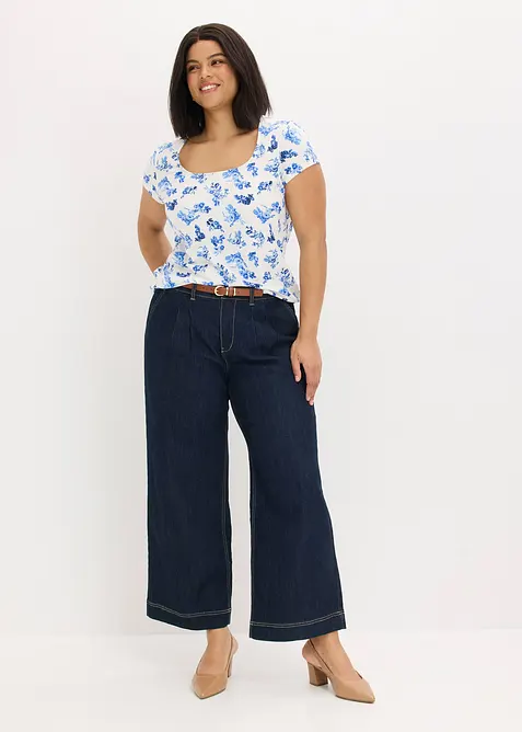 Topp i bomull med elastan, bonprix