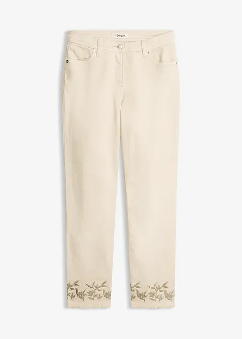 Twillbukse med broderier, bonprix