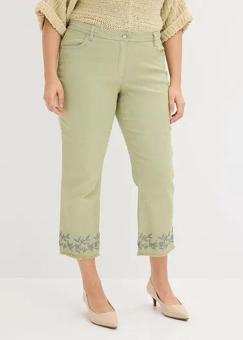 Twillbukse med broderier, bonprix