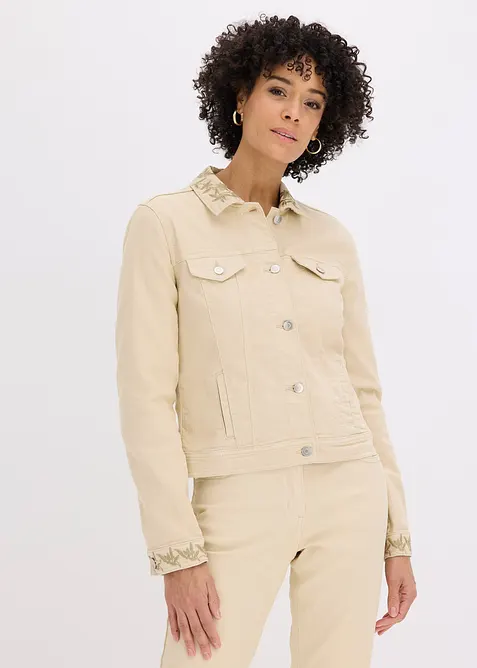 Twilljakke med broderi, bonprix