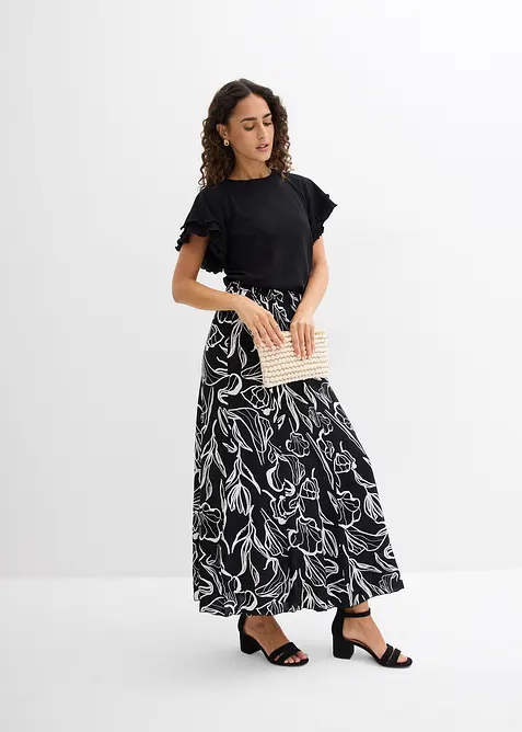 Krinklet maxiskj&oslash;rt i viskose, bonprix