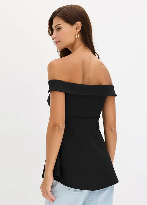 Cold shoulder-topp i strukturmateriale, bonprix