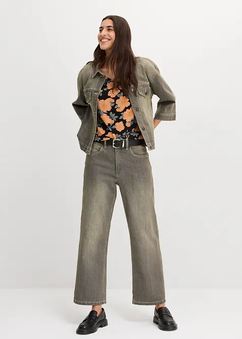 Wide Leg-jeans High Waist, cropped, bonprix