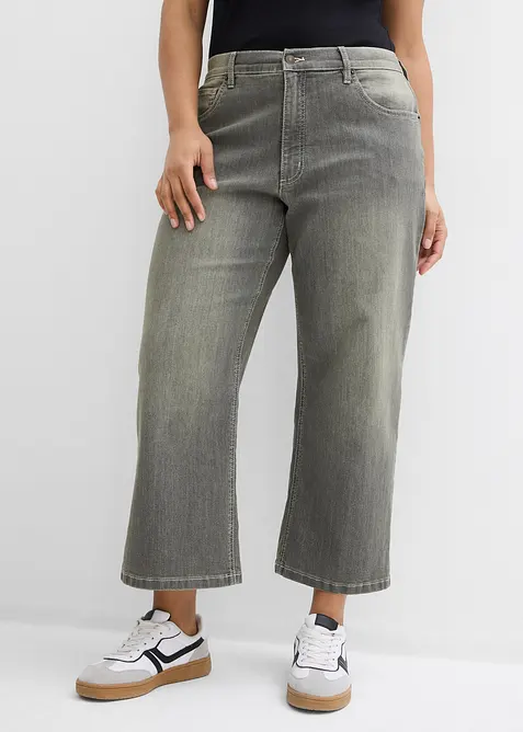 Wide Leg-jeans High Waist, cropped, bonprix