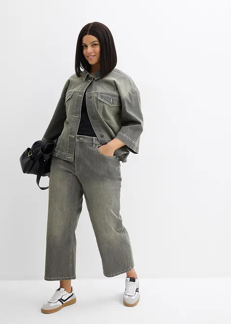 Wide Leg-jeans High Waist, cropped, bonprix