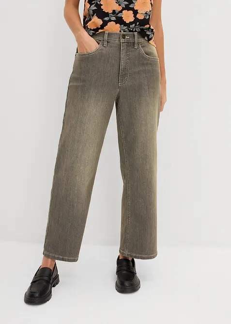 Wide Leg-jeans High Waist, cropped, bonprix