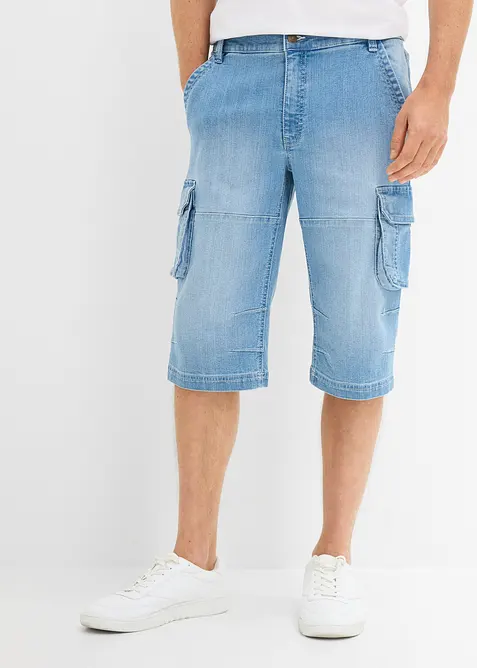 Lang bermudashorts i lett denim med elastisk linning, Regular fit, bonprix