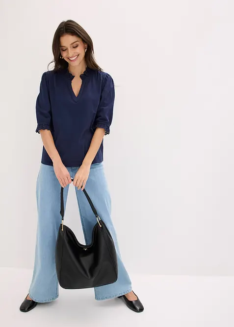 Langermet topp i 100% bomull, bonprix