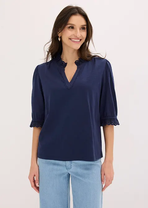 Langermet topp i 100% bomull, bonprix