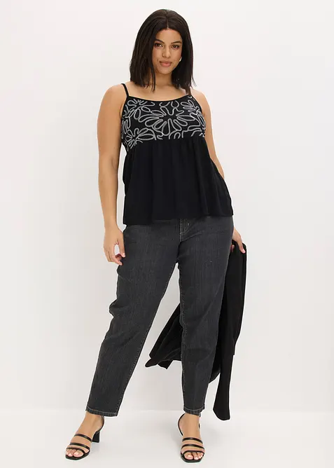 Singlet med broderier, bonprix