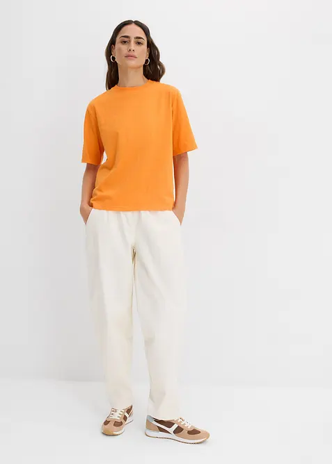 Boxy topp i flammegarn i 100% &oslash;kologisk bomull (2-pack), bonprix