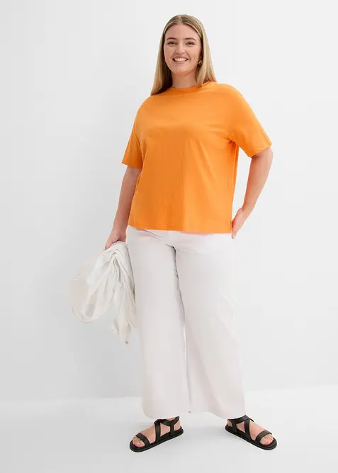 Boxy topp i flammegarn i 100% &oslash;kologisk bomull (2-pack), bonprix