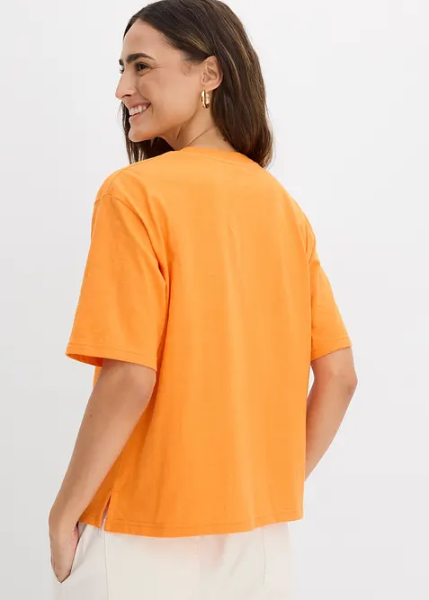 Boxy topp i flammegarn i 100% &oslash;kologisk bomull (2-pack), bonprix