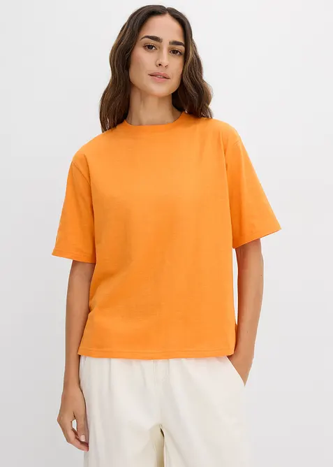 Boxy topp i flammegarn i 100% &oslash;kologisk bomull (2-pack), bonprix