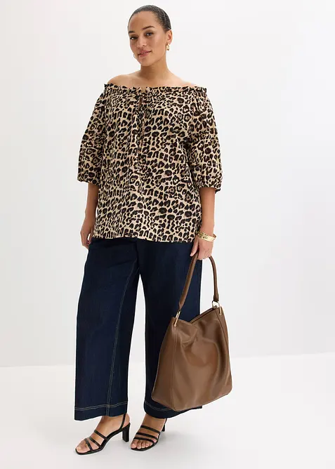 Kortermet bluse i 100% &oslash;kologisk bomull, bonprix